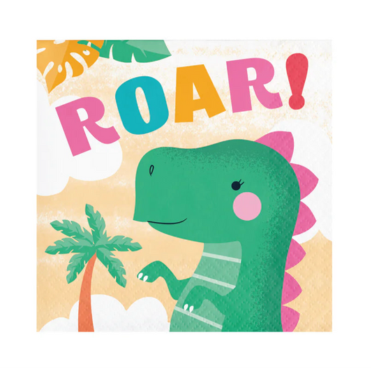 Girl Dinosaur Party Dessert Napkins