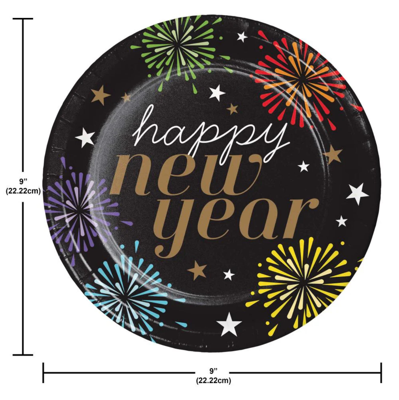 Happy New Year Multicolor Dinner Plates
