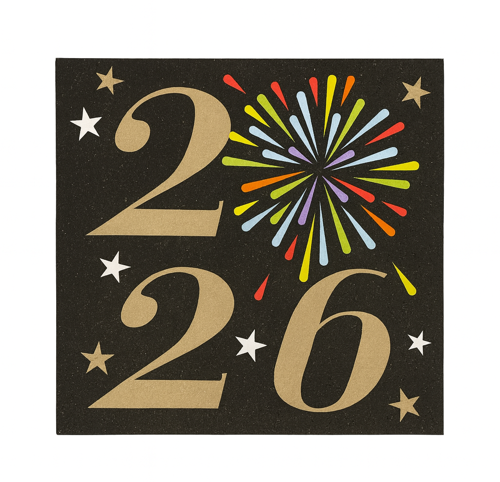 New Years 2026 Colorful Beverage Napkins