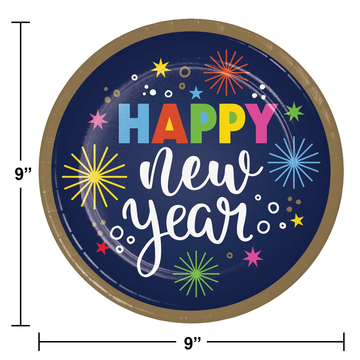 Happy New Year Colorful Dinner Plates