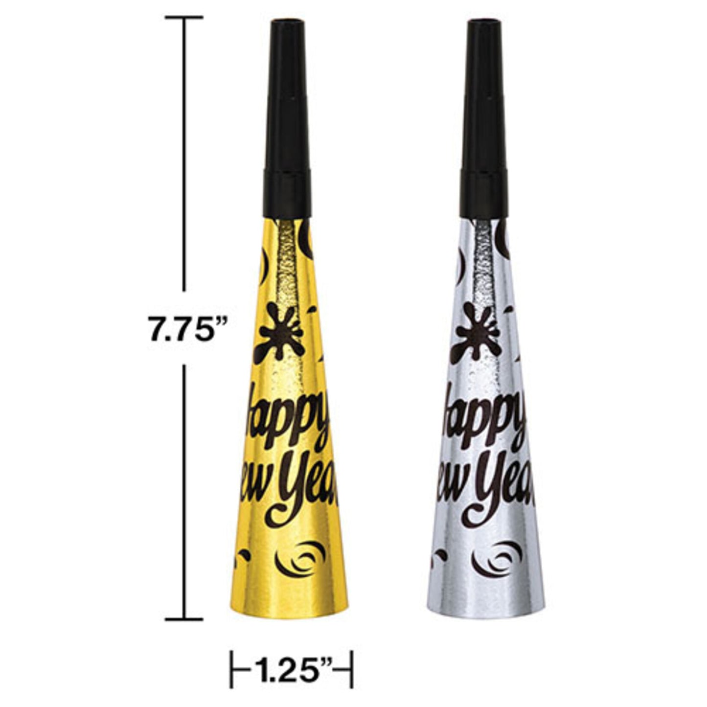 Silver & Gold Happy New Year Party Horns