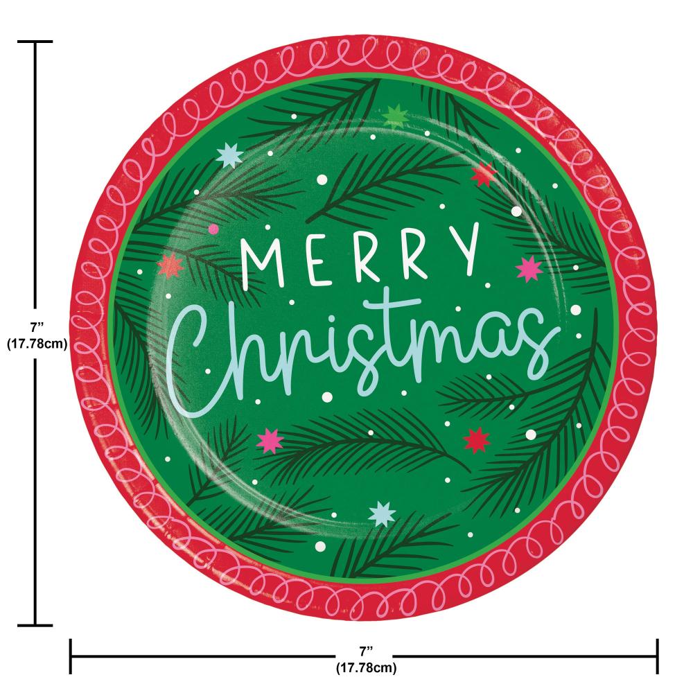 Holiday Frills Merry Christmas Dessert Plates