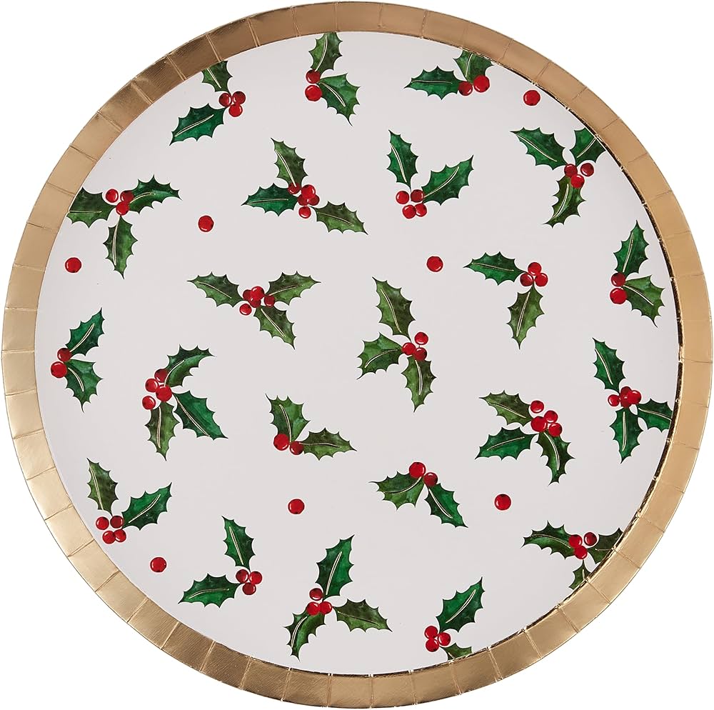 Christmas Holly with Berries Dinner Plates