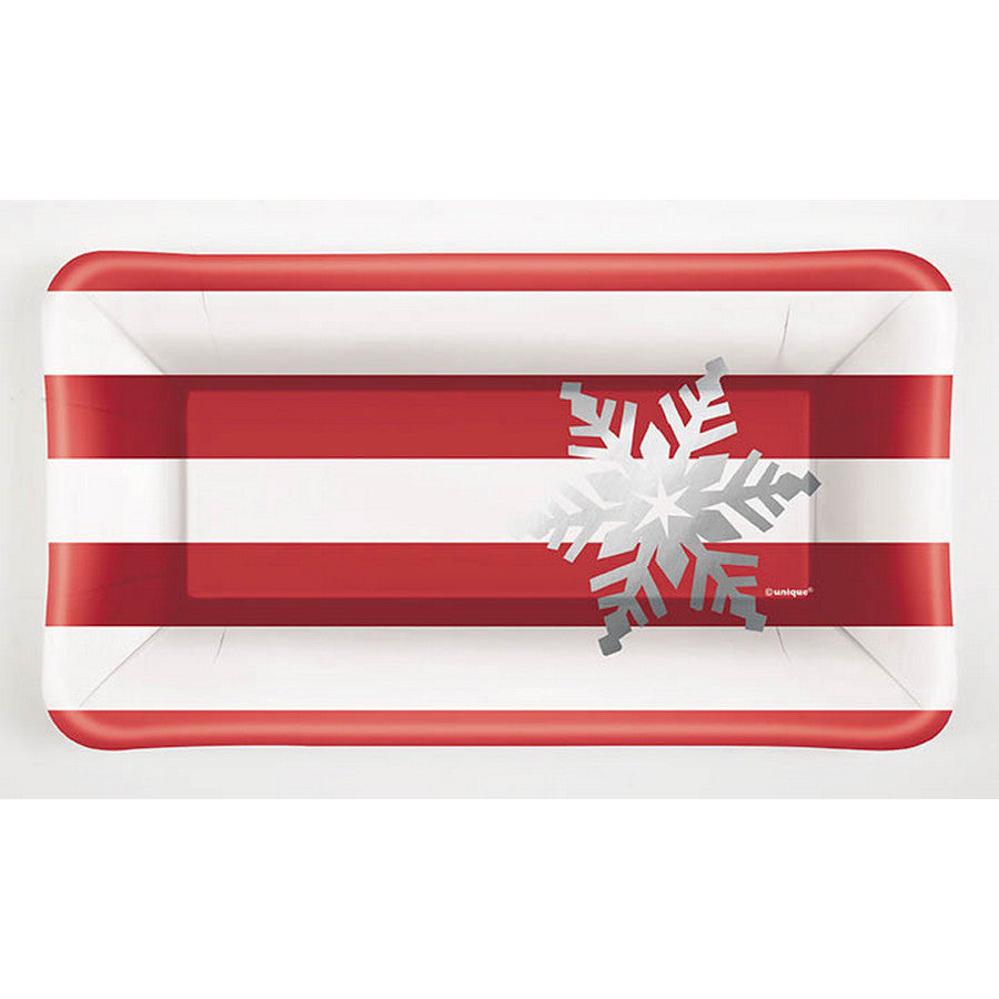 Elegant Red Rectangular Appetizer Plates