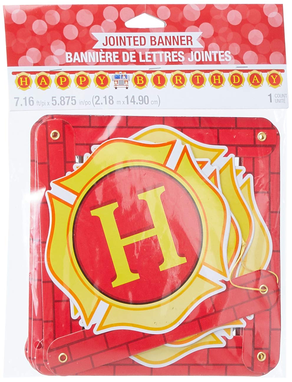 Flaming Fire Truck Happy Birthday Banner
