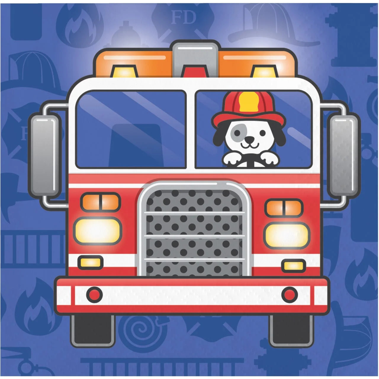 Flaming Fire Truck Beverage Napkins
