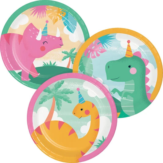 Girl Dinosaur Dessert Plates