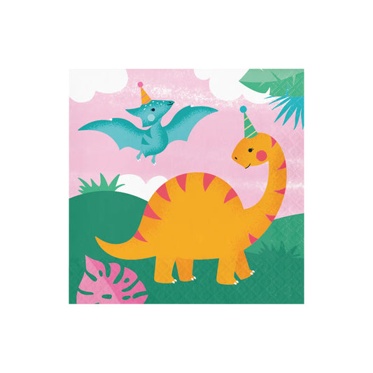 Girl Dinosaur Party Lunch Napkins
