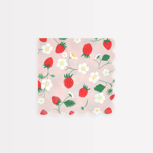 Strawberry Pattern Small Napkins (x16)