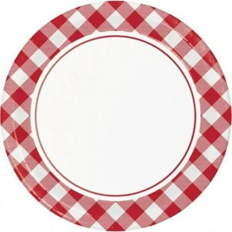 Classic Red Gingham Dinner Plates