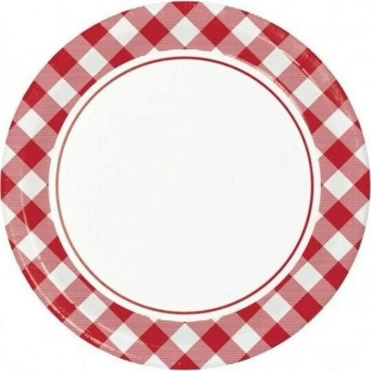 Classic Red Gingham Dinner Plates
