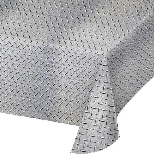 Silver Diamond Plate Print Table Cover