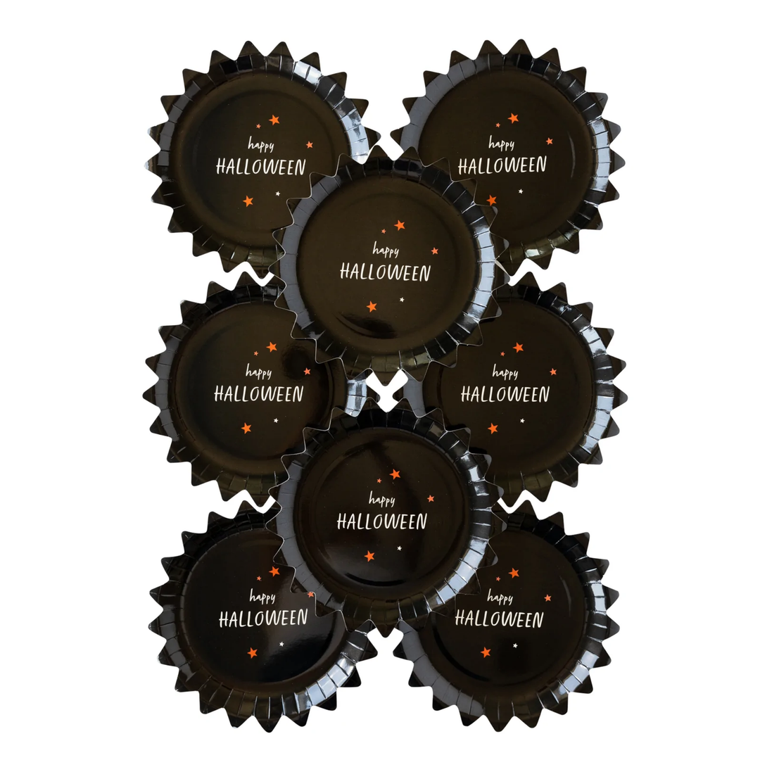 Black Happy Halloween Plates
