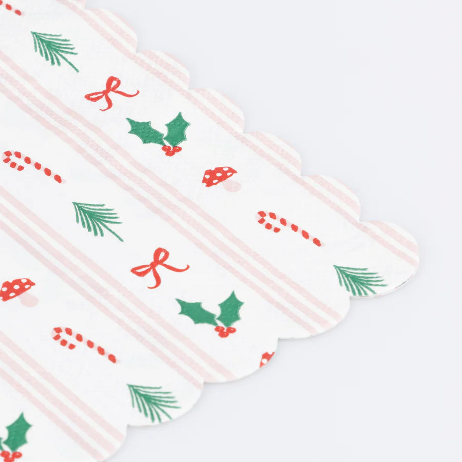 Festive Icon Stripes Large Napkins (x 16)