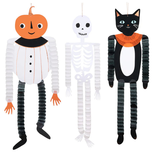 Vintage Halloween Honeycomb Skeletons (x3)