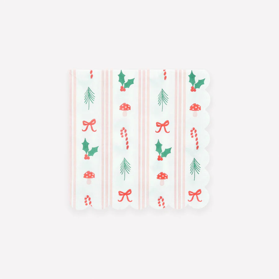 Festive Icon Stripes Small Napkins (x 16)