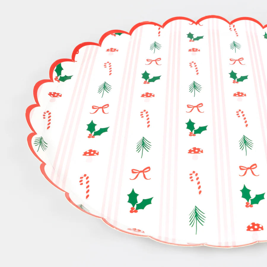 Festive Icon Stripes Dinner Plates (x 8)