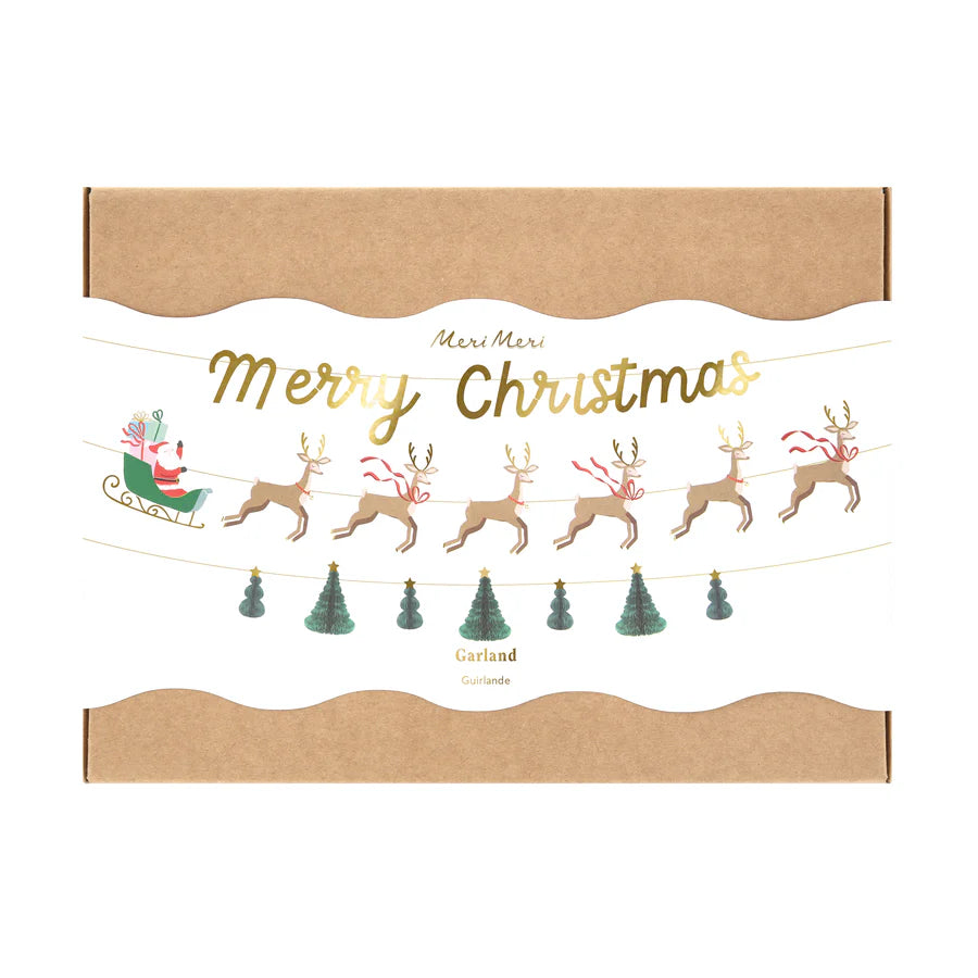 Santa, Sleigh & Reindeer Garland Set