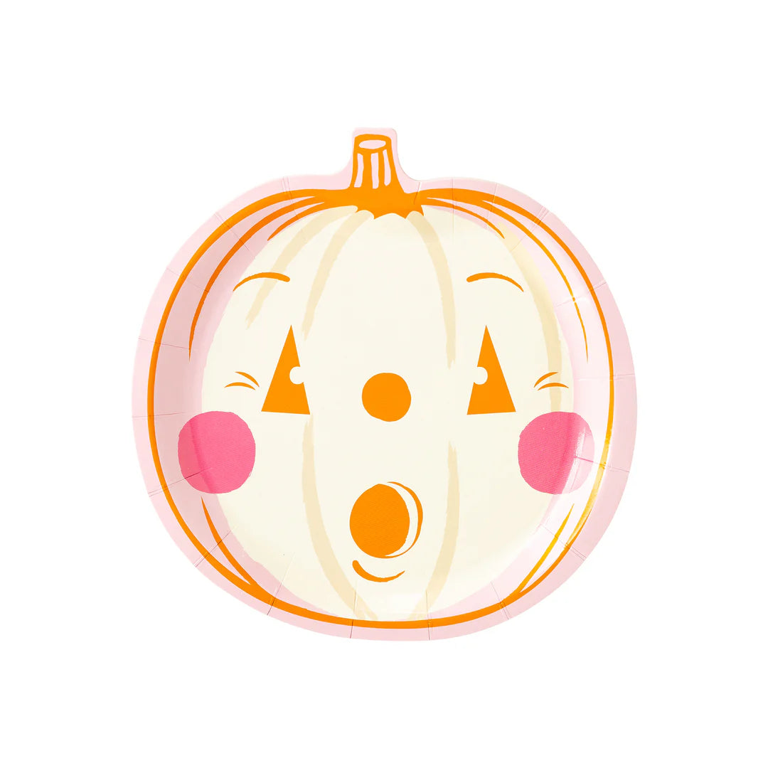 Pink and Orange Pumpkin Paper Plates