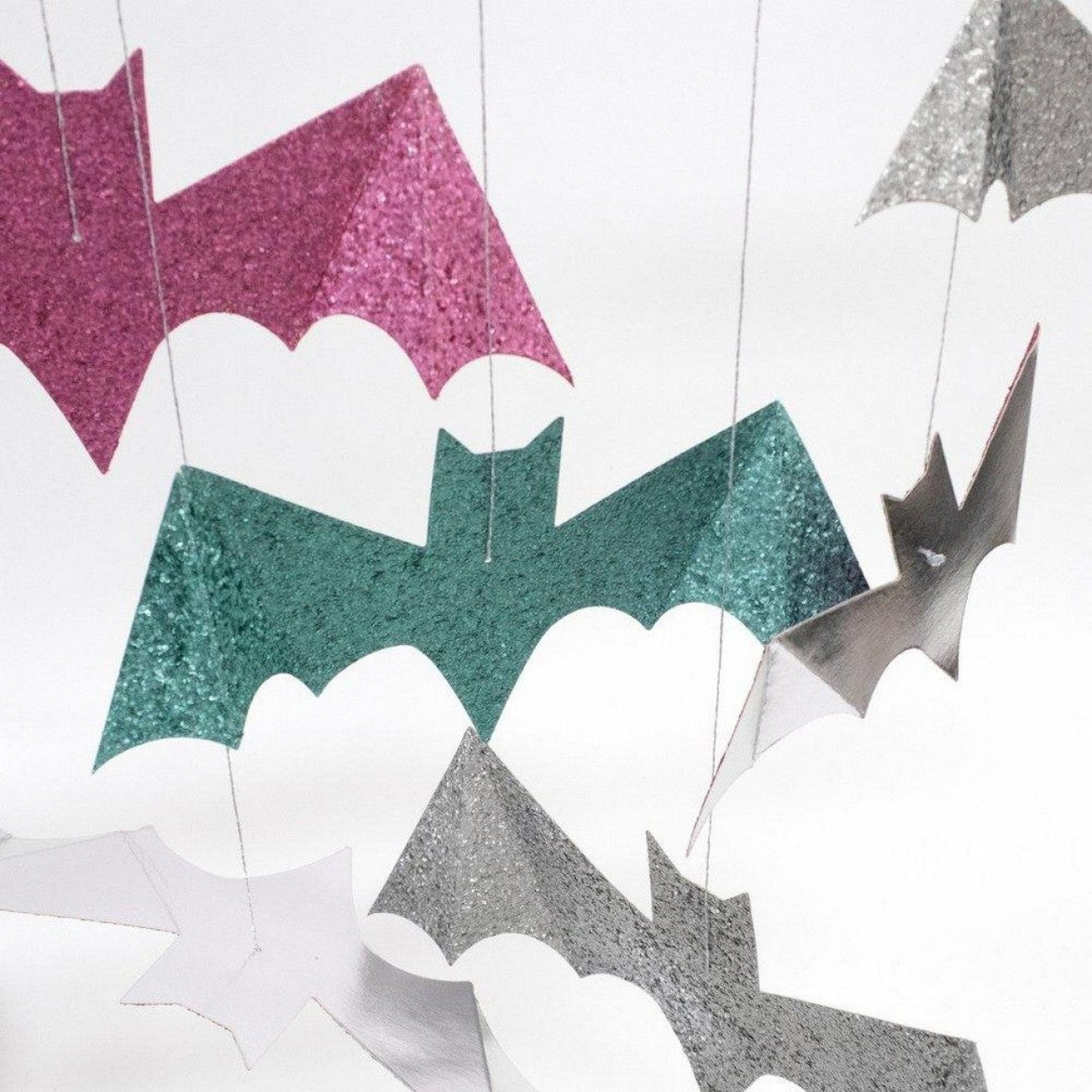 Pastel Halloween Glitter Hanging Bats