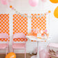 Pink and Orange Checked Paper Table Runner