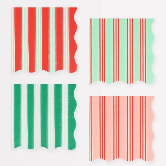 Festive Stripe Cocktail Napkins