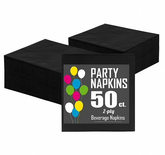 Black Beverage Napkins (50ct)