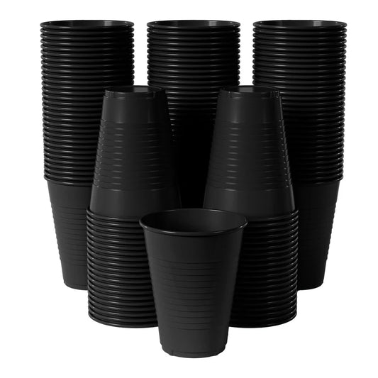12 Oz. Black Plastic Cups