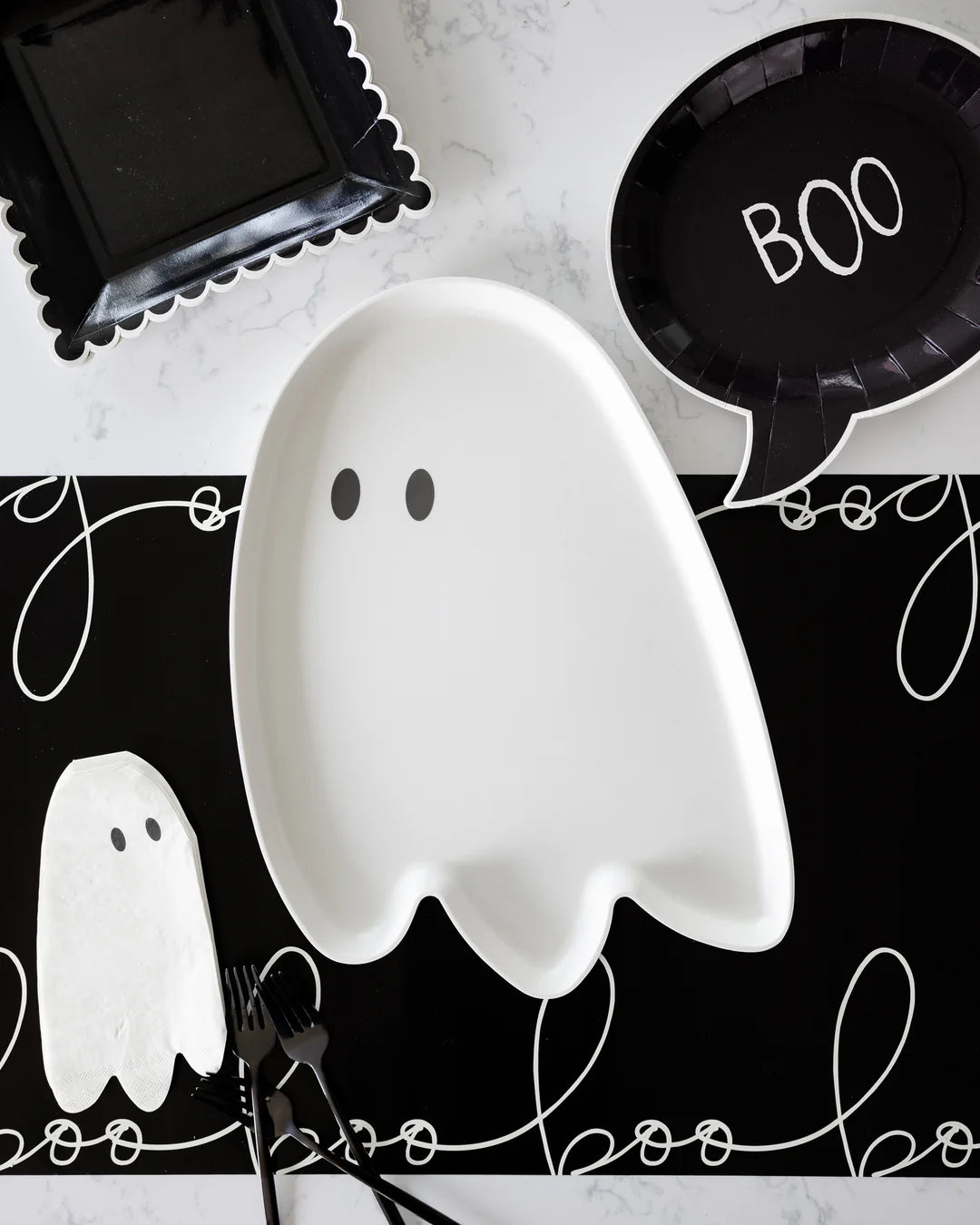 Hey Pumpkin Ghost Shaped Reusable Bamboo Tray