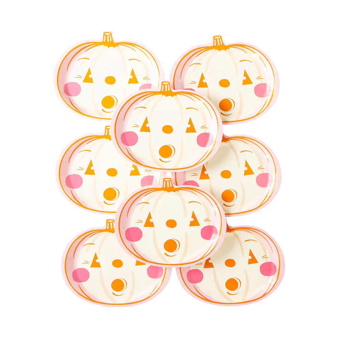 Pink and Orange Pumpkin Paper Plates