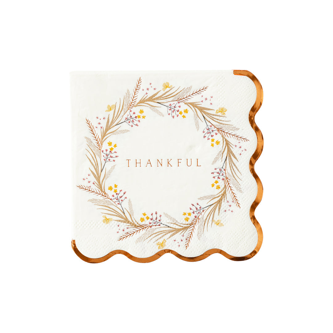 Thankful Wreath Cocktail Napkins