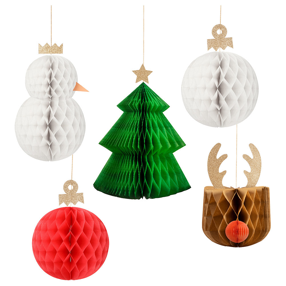 Large Hanging Christmas Honeycomb (x5)