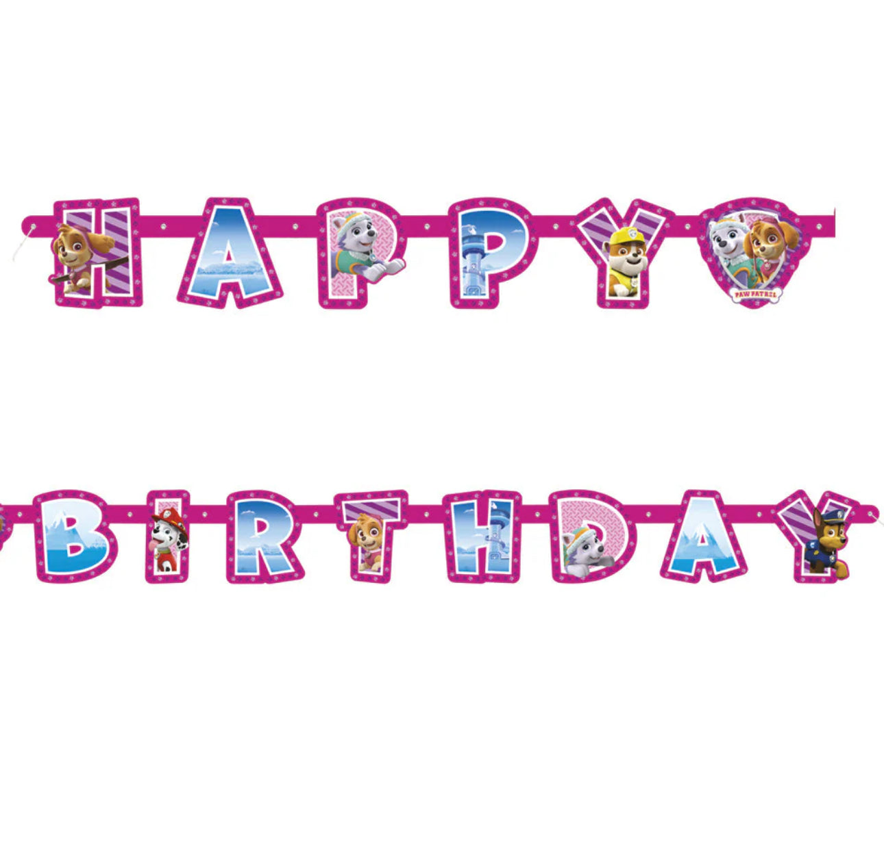 Paw Patrol Girl Jointed Happy Birthday Banner