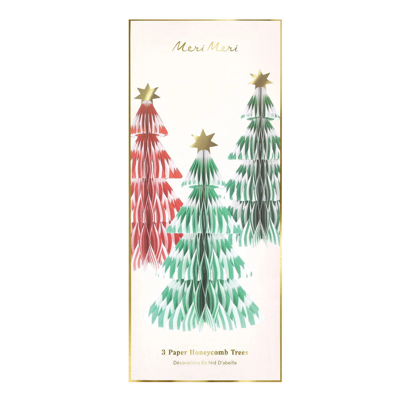 Stripe Paper Honeycomb Trees (x3)