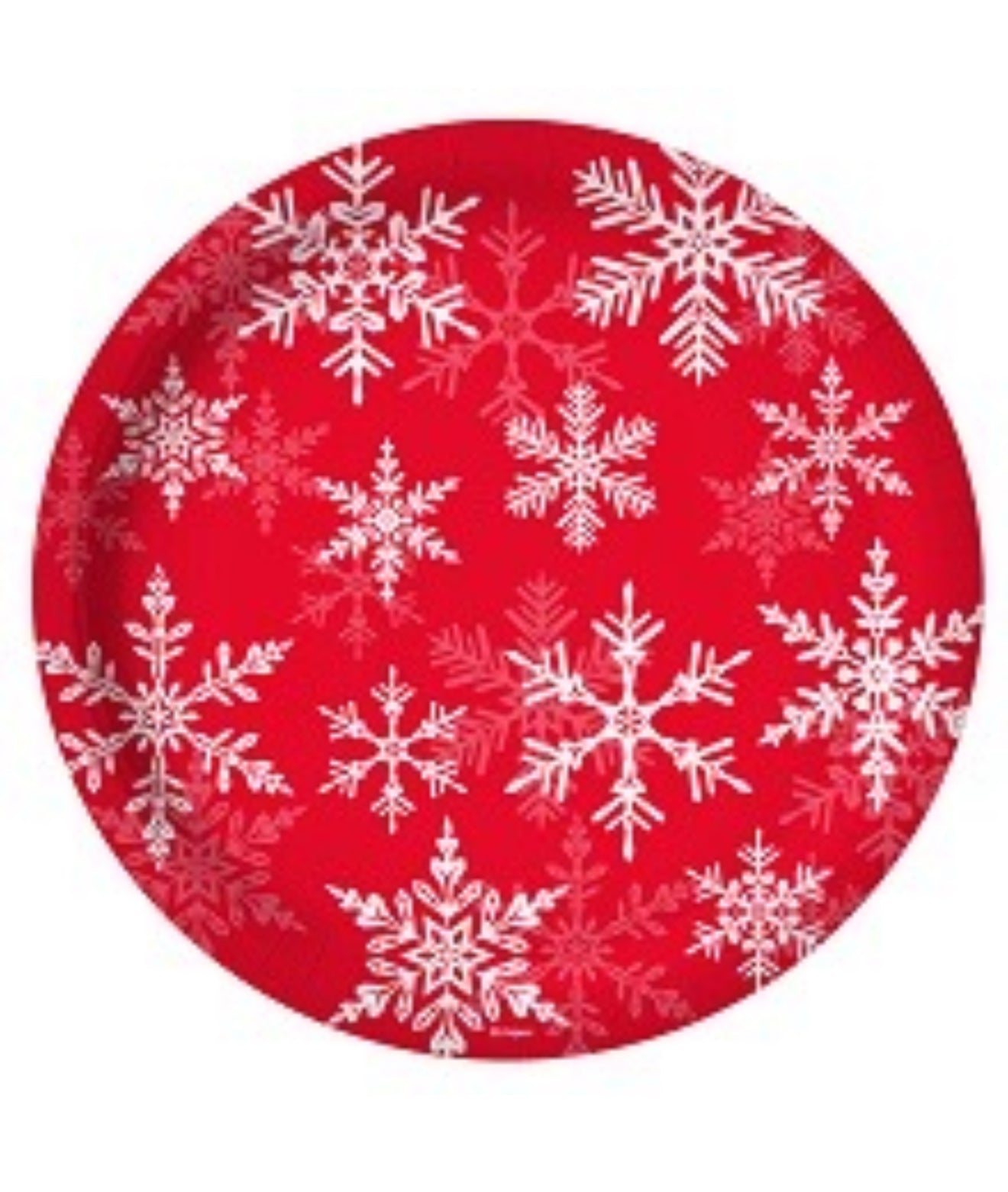 Snowflakes Red Round Dinner Plates
