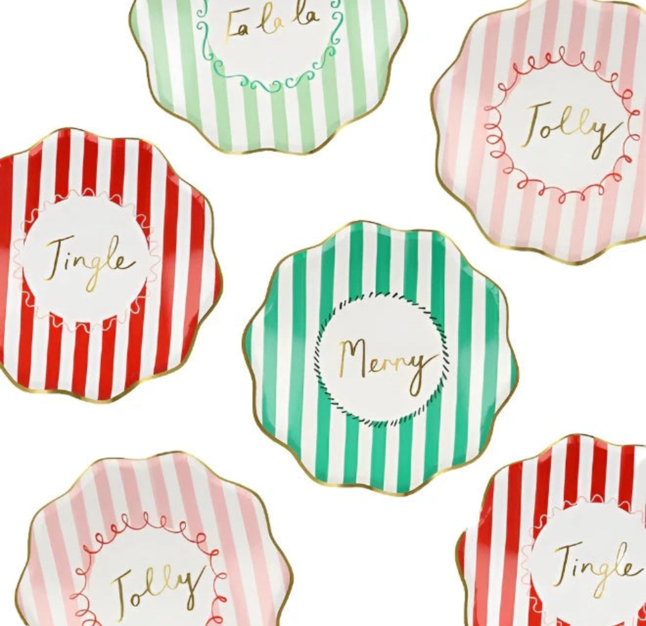 Christmas Striped Side Plates (x8)