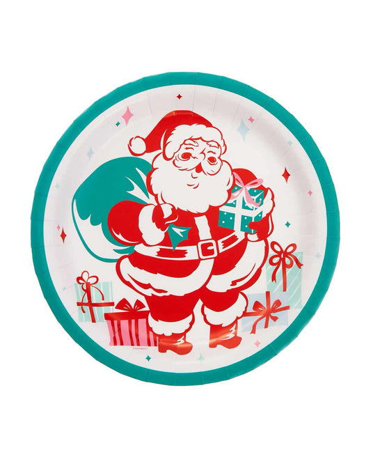 Bright Santa Round Dinner Plates