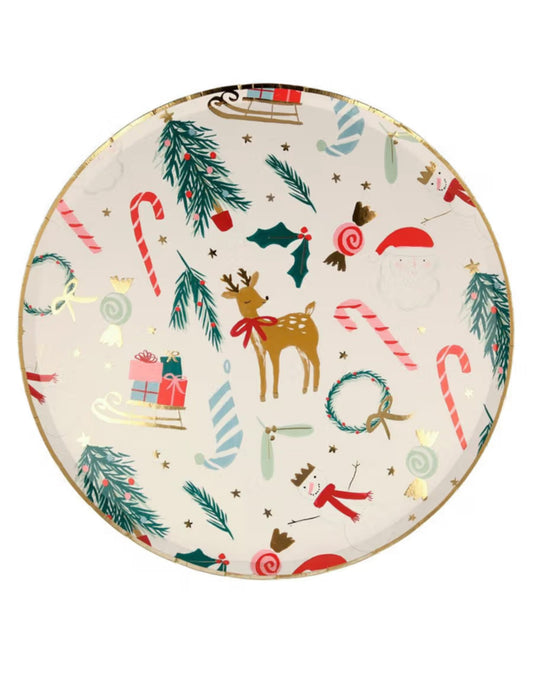 Festive Motif Dinner Plates (x8)