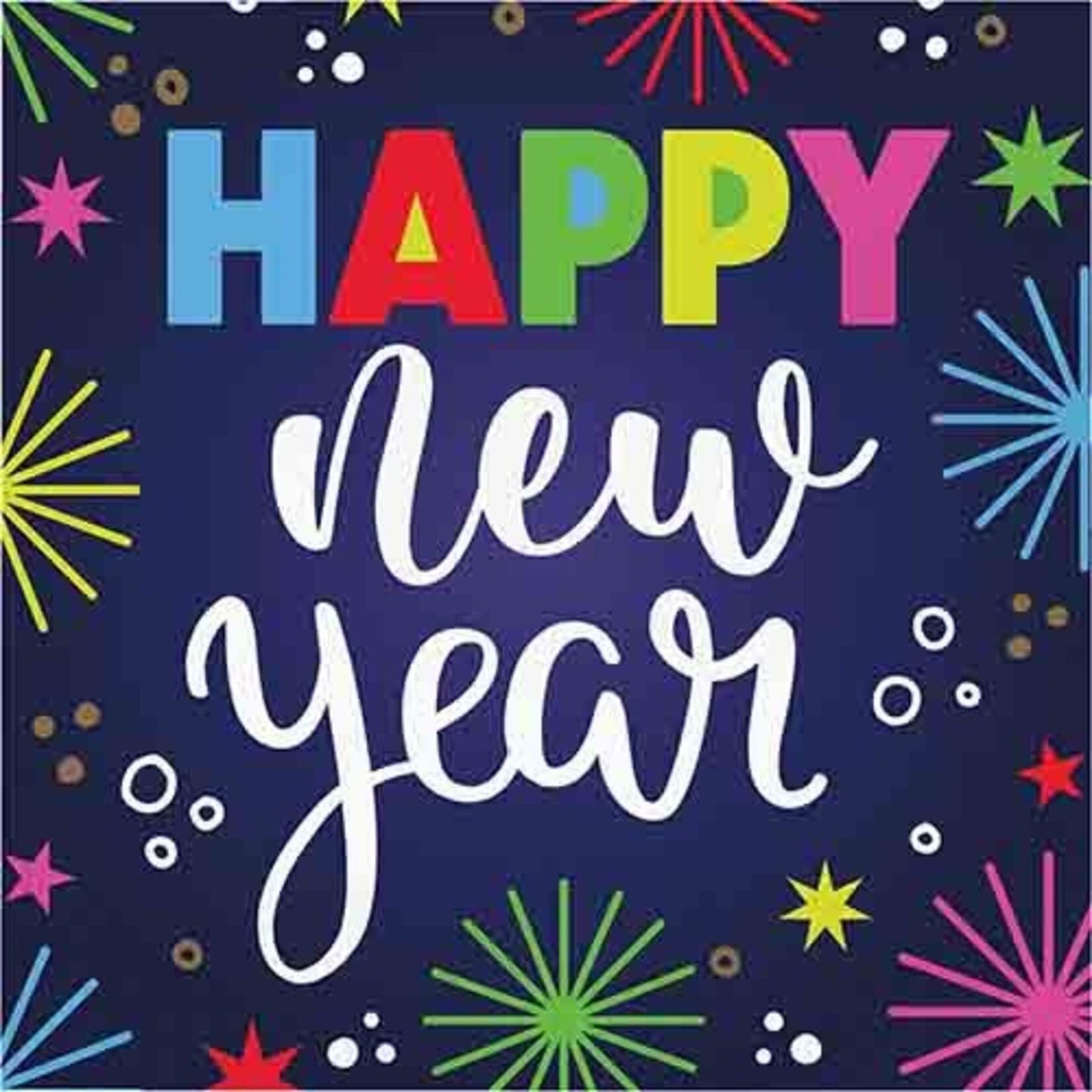 Happy New Year Multicolor Luncheon Napkins