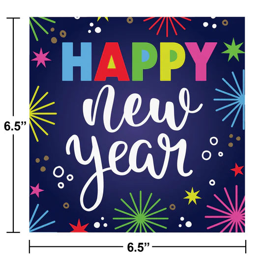 Happy New Year Multicolor Luncheon Napkins