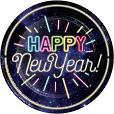 Neon Happy New Year Dinner Plates