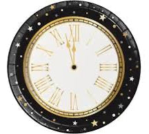 New Years Clock Dinner Plates