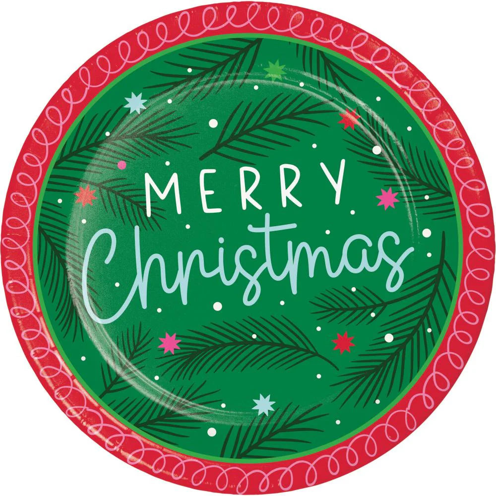 Holiday Frills Merry Christmas Dessert Plates