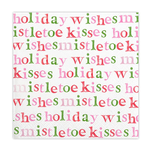 Mistletoe Colorful Holiday Beverage Napkins