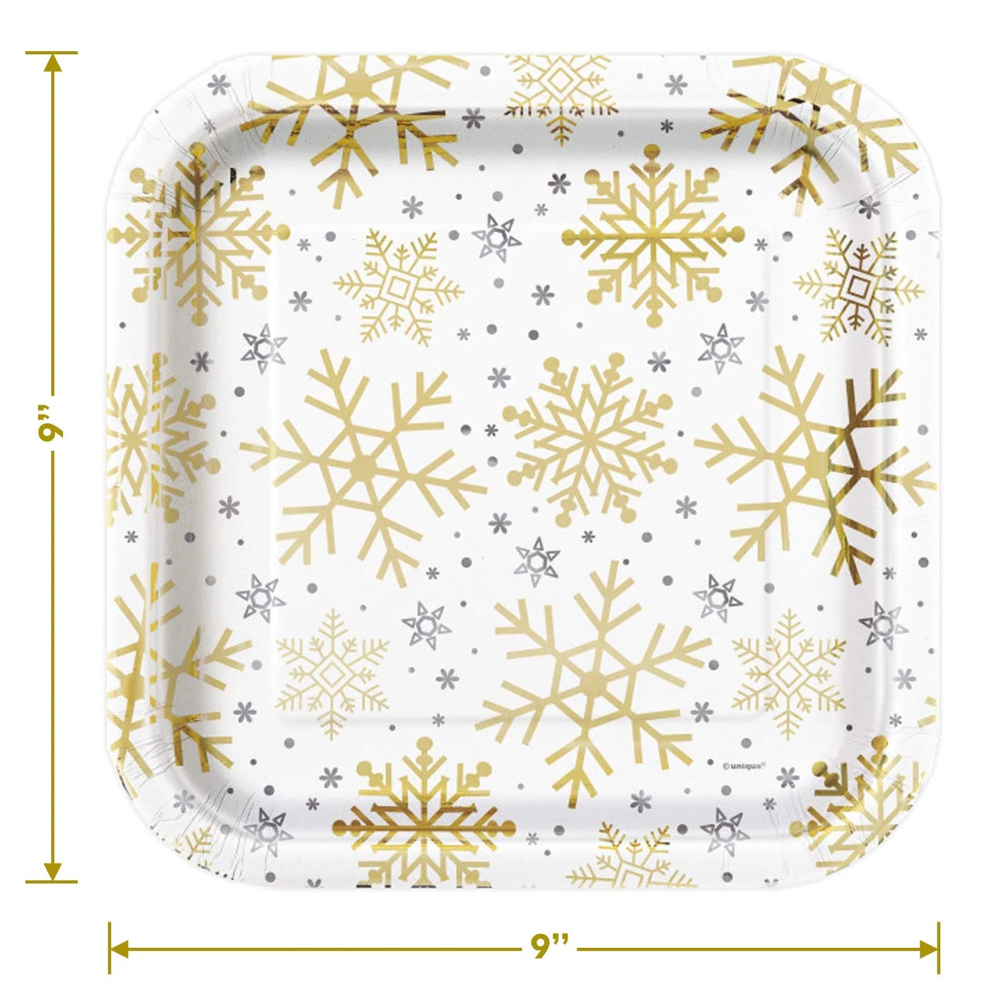 Silver & Gold Holiday Snowflake Dinner Plates