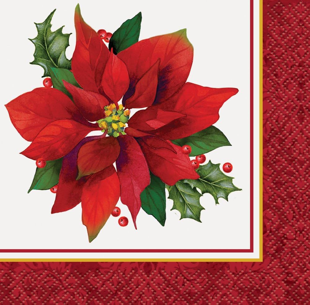 Holly Poinsettia Cocktail Napkins