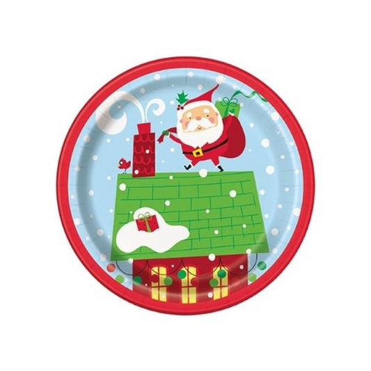 Santa Round Dessert Plates