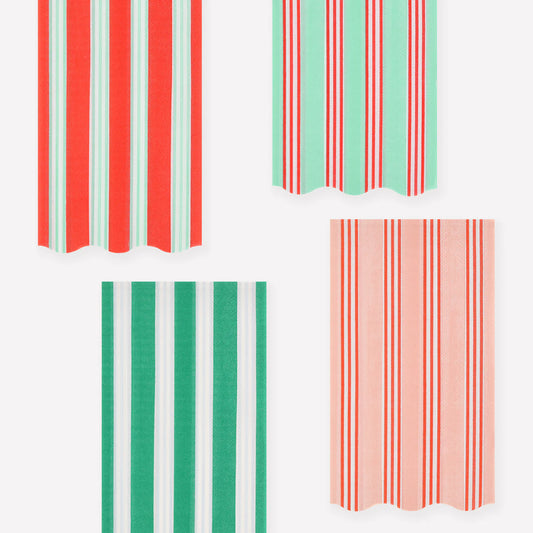 Festive Stripe Guest Napkins (x16)