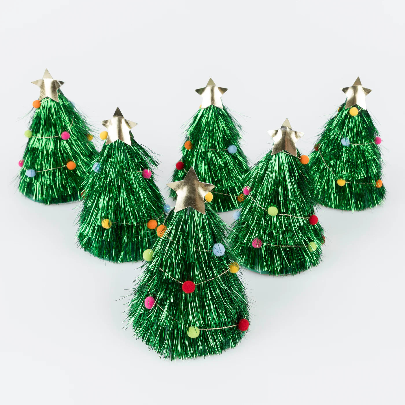 Tinsel Tree Party Hats (x6)