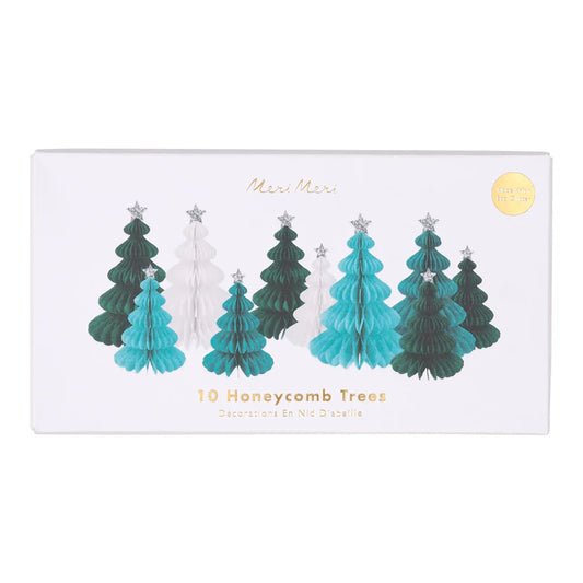 Green Tree Honeycomb Trees Decorations (x10)